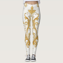 Kunglig marmor sömlöst mönster – Guld Barock Leggings