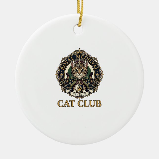 Kunglig medeltida katt kattpappa presentidé - Kung Julgransprydnad Keramik (Framsidan)