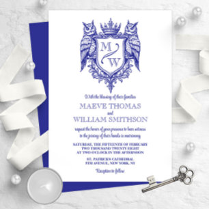 Kunglig monogram bröllopsinbjudan med ugglekamm