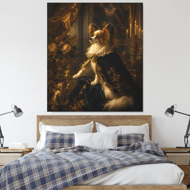 Kunglig Papillon Oljemålning Porträtt Canvastryck (Insitu (sovrum))