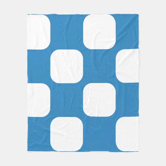 Kunglig Pastellblå & Vit Squircle Mönsterdesign Fleecefilt (Framsidan)