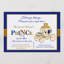 Kunglig Princebaby showerinbjudan i blått & guld Inbjudningar