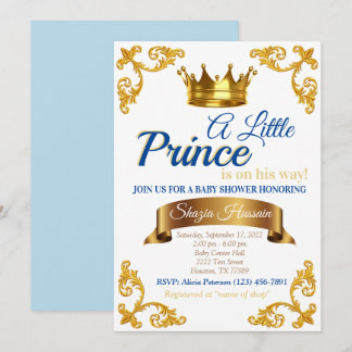 Kunglig Prins Baby Shower Inbjudan