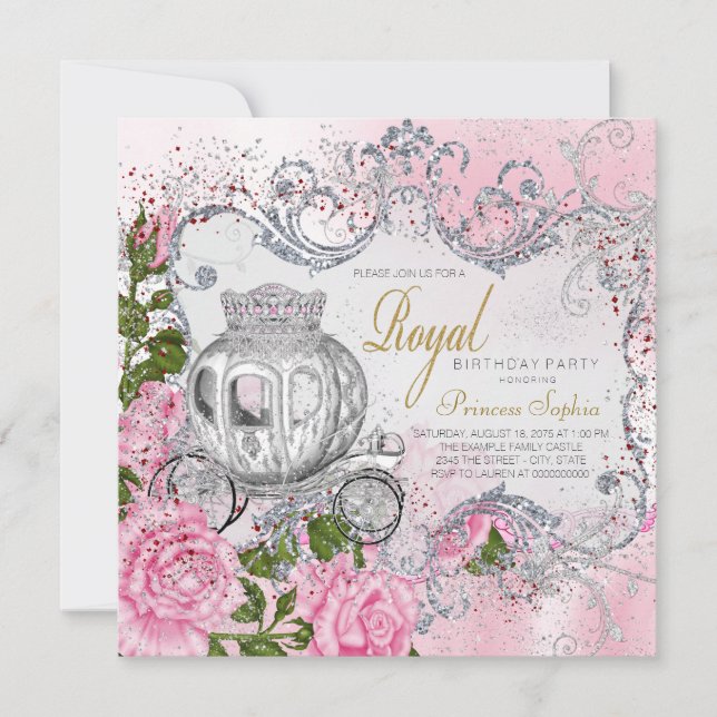 Kunglig prinsess födelsedagsfest inbjudningar (Framsida)