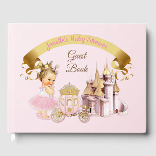 Kunglig Prinsessa Slott Vagn Rosa Guld Flick Gästböcker