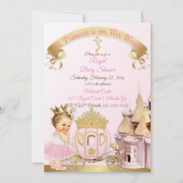 Kunglig Prinsessa Slott Vagn Rosa Guld Flick Inbjudningar
