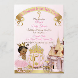 Kunglig Prinsessa Slott Vagn Rosa Guld Flick Inbjudningar
