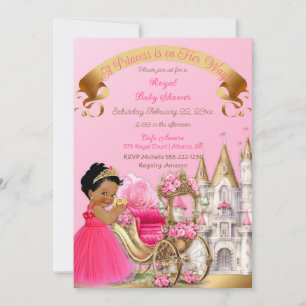 Kunglig Prinsessa Slott Vagn Rosa Guld Flick Inbjudningar