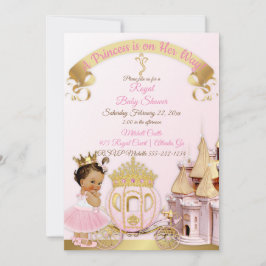Kunglig Prinsessa Slott Vagn Rosa Guld Flick Inbjudningar