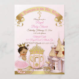 Kunglig Prinsessa Slott Vagn Rosa Guld Flick Inbjudningar