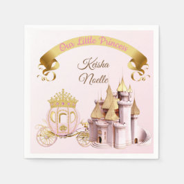 Kunglig Prinsessa Slott Vagn Rosa Guld Flick Pape Pappersservett