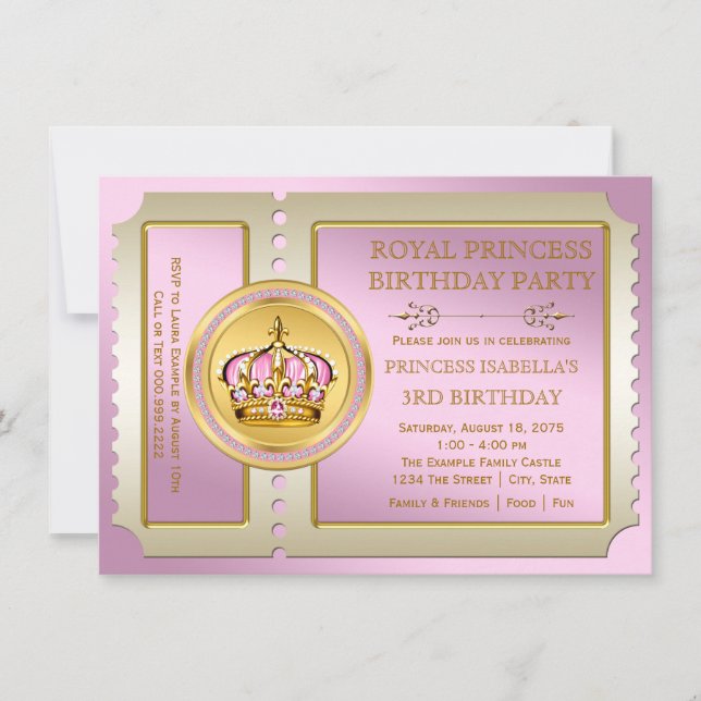 Kunglig Prinsessas Födelsedagsfest Inbjudningar (Framsida)