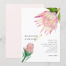 Kunglig Protea Rosa Akvarell Blommig Bröllop