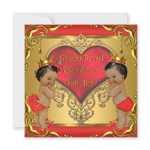 Kunglig röd guld könsbestämmande baby shower etnis