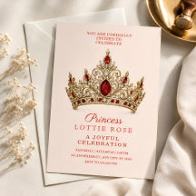 Kunglig röd guld krona prinsessa 5-årsdag