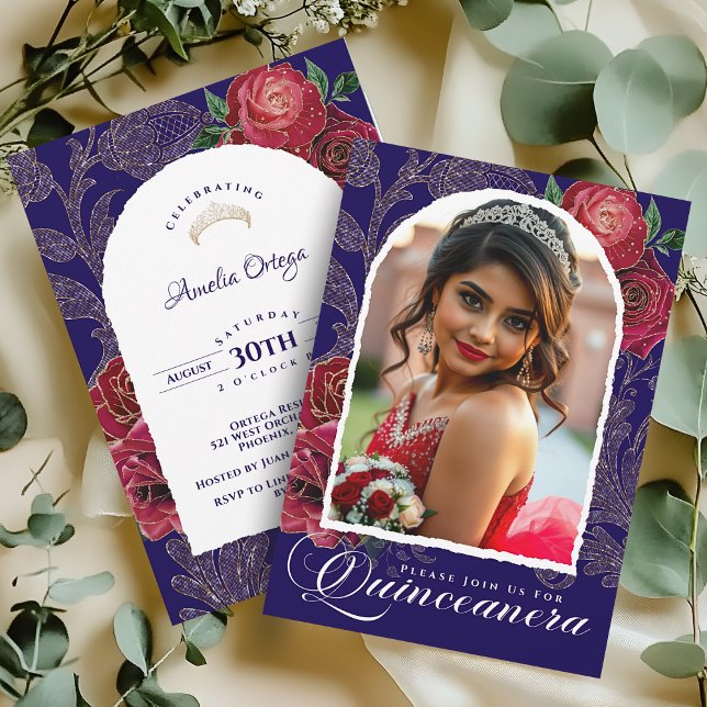 Kunglig röd ros Quinceanera Inbjudningar (Skapare uppladdad)