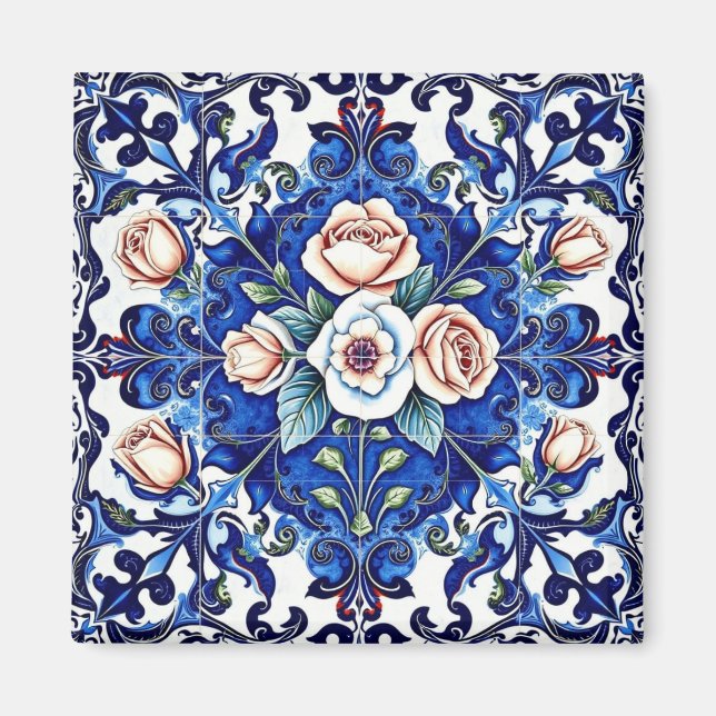 kunglig ros mosaik magnet (Framsidan)