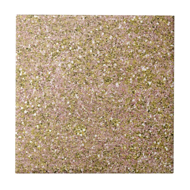 Kunglig Rosa & Guld Glitter Vägg eller Golv Kakelplatta (Framsidan)