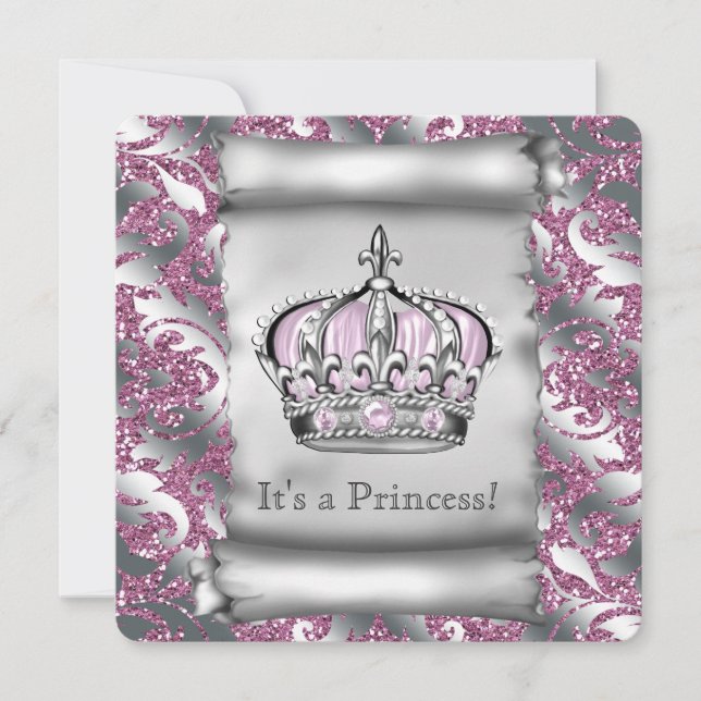 Kunglig Rosa Prinsessa Baby Shower Inbjudningar (Framsida)