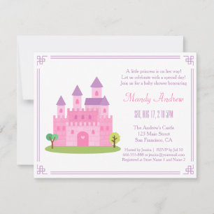 Kunglig Rosa Prinsessa Slott Baby Flickas Shower P Inbjudningar