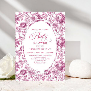Kunglig Rosenskugga Toile Baby Shower Inbjudan