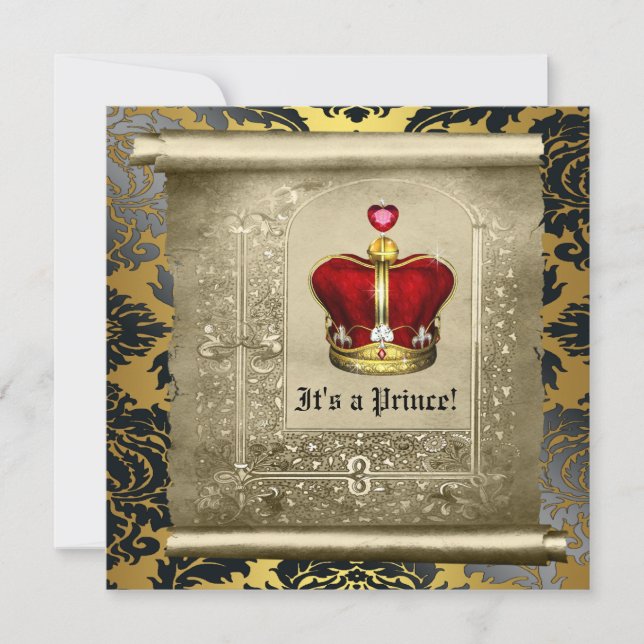 Kunglig Royal Red Prince Bebis firande Inbjudningar (Framsida)