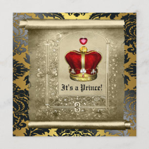 Kunglig Royal Red Prince Bebis firande Inbjudningar