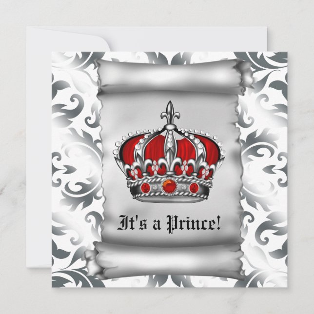 Kunglig Royal Red Prince Bebis firande Inbjudningar (Framsida)