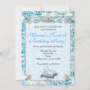 Kunglig saga Cinderella Sweet 16 inbjudan