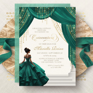 Kunglig Sagogrön Modern Quinceanera Inbjudningar