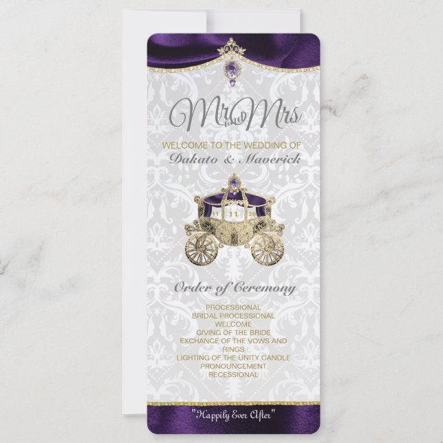 Kunglig Sagohjältinna Bröllopsprogram Inbjudningar (Framsida)