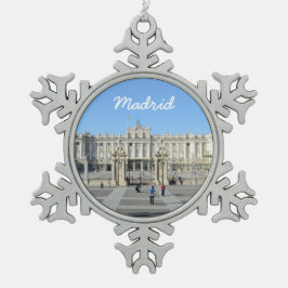 Kunglig slott, Madrid Snöflinga Pewter Julgransprydnad