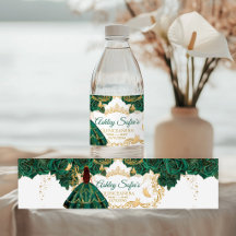 Kunglig Smaragdgrön Guld Quinceañera