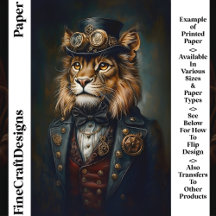 Kunglig Steampunk Lejon Porträtt CH9 Scrapbookpapp