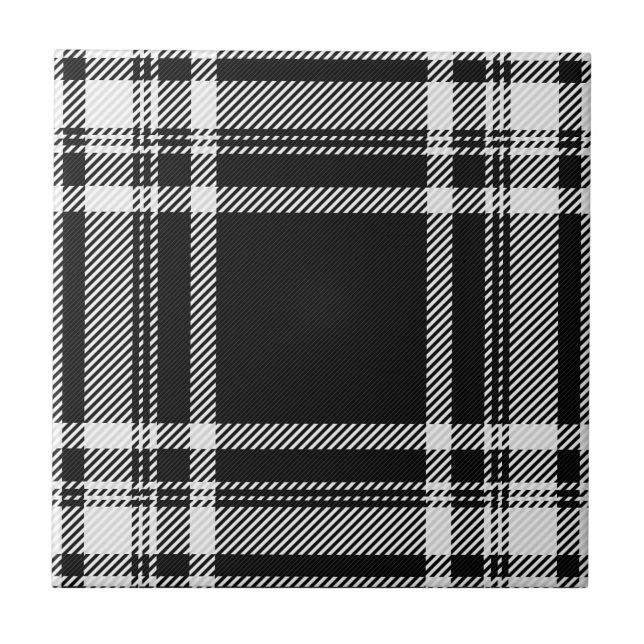 Kunglig Stewart svartvit Tartan Kakelplatta (Framsidan)