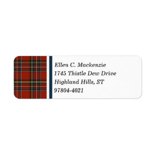 Kunglig Stewart Tartan Returadress Etikett