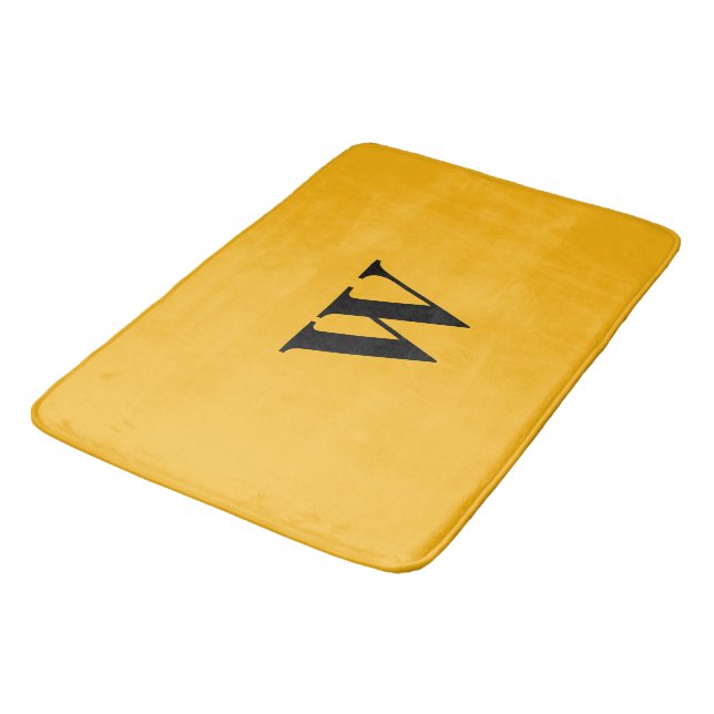 Kunglig svart monogram med guld badrumsmatta (Vinklad)