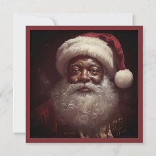 Kunglig svart tomte vit skägg tomteluva julkort