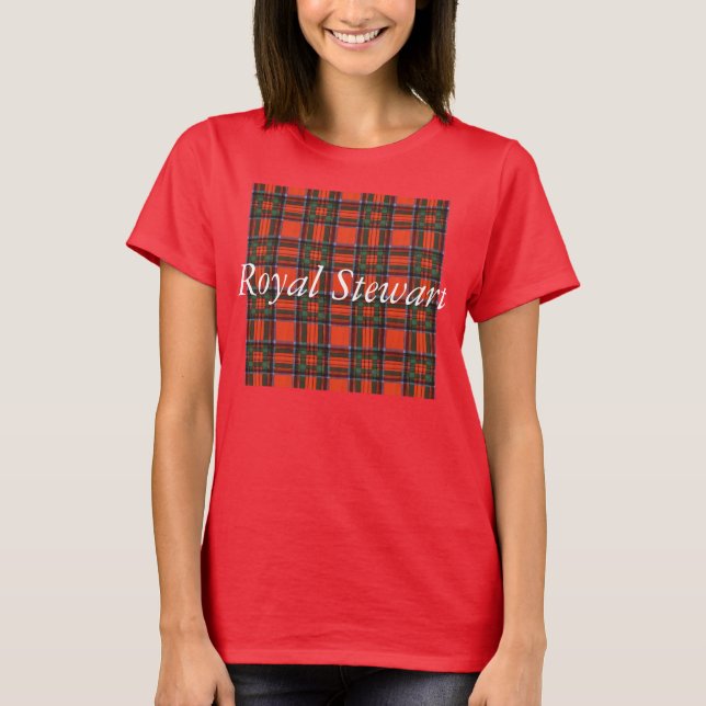 Kunglig tartan för skott för Stewart klanpläd Tee Shirt (Framsida)