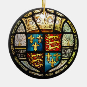 Kunglig Tudor vapensköldHenry VIII målat glass Julgransprydnad Keramik