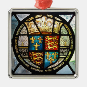 Kunglig Tudor vapensköldHenry VIII målat glass Julgransprydnad Metall