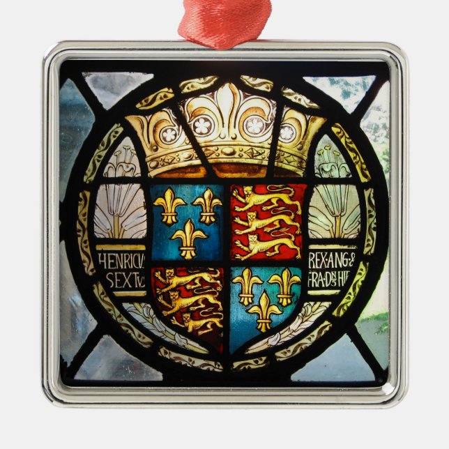 Kunglig Tudor vapensköldHenry VIII målat glass Julgransprydnad Metall (Framsidan)