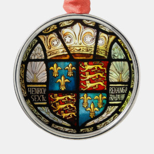 Kunglig Tudor vapensköldHenry VIII målat glass Julgransprydnad Metall