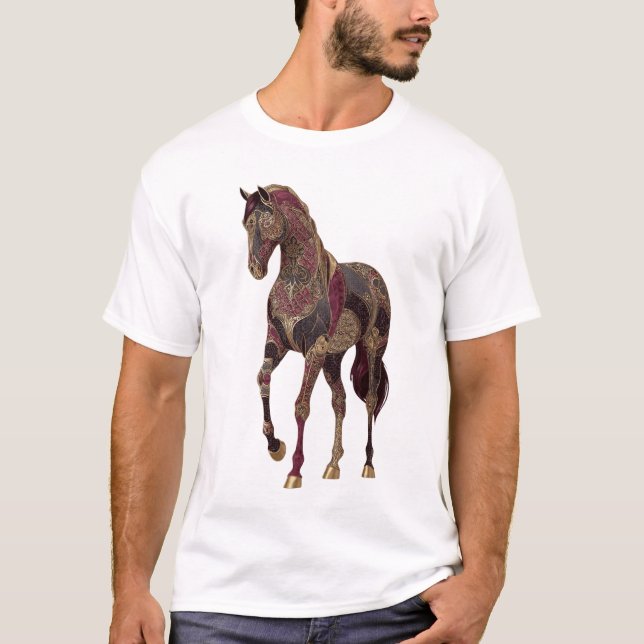 Kunglig utsmyckad arabisk häst  t shirt (Framsida)