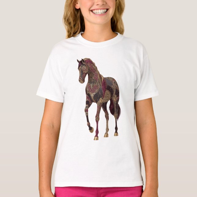 Kunglig utsmyckad arabisk häst  t shirt (Framsida)