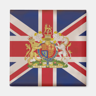 Kunglig vapensköld på theUnionjackflagga Magnet