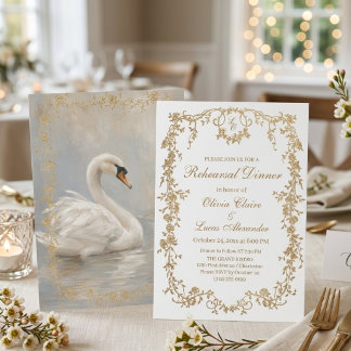 Kunglig vit och guld elegant klassisk bröllop inbjudningar