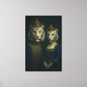 Kunglig vit tigerkung & drottning – Safir krona nr Canvastryck