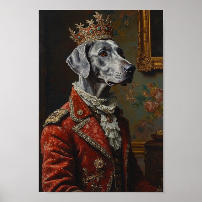 Kunglig Weimaraner Porträtt Poster (Framsidan)