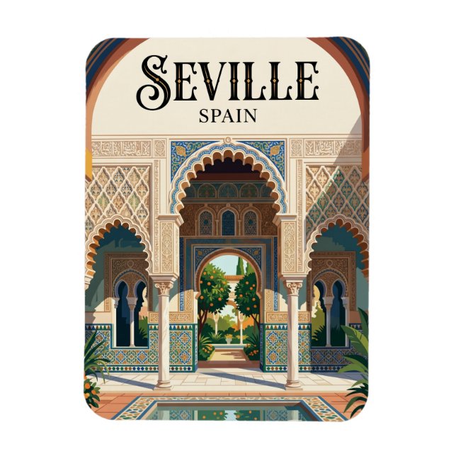 Kungliga Alcázar i Sevilla Spanien Magnet (Vertikal)